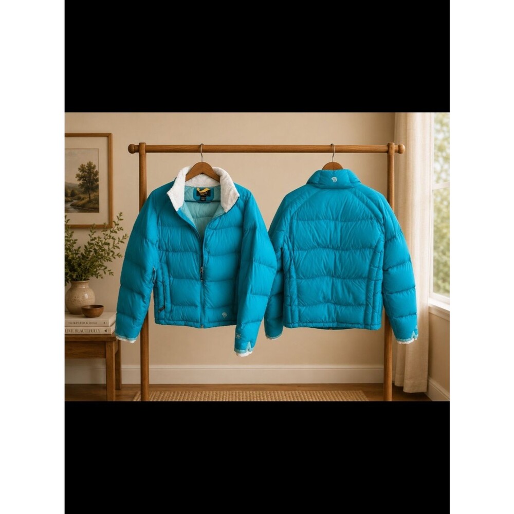 Mountain Hardwear Teal Blue Sherpa-Collar Puffer Jacket
